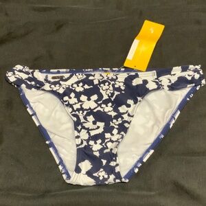 LOLE Navy & White Floral Swim High Cut Bikini Bottom.  Size L.